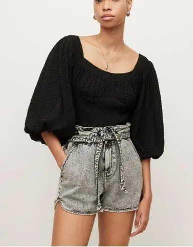 All Saints Women's WD217W Size 4 Black Tia Top Blouse NWT