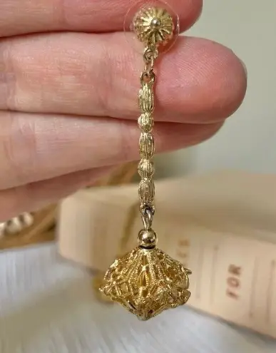 Gold Filigree Drop Earrings “Alexandria” Elegant Revival Gothic Edwardian Jewelry