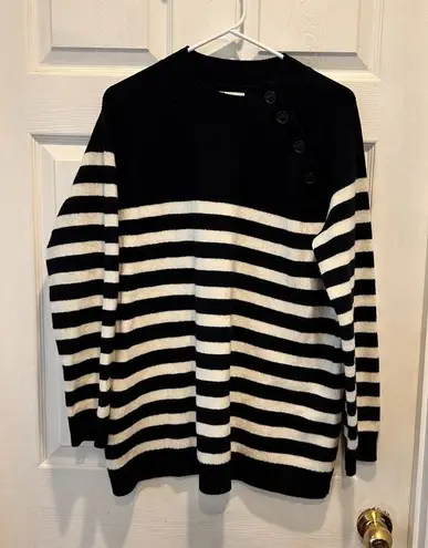 LL Bean Signature XL White Sailcloth Striped Wool