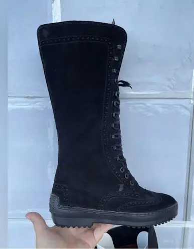 Tod's Gomminos combat moto style mid calf boots 6.5 Black