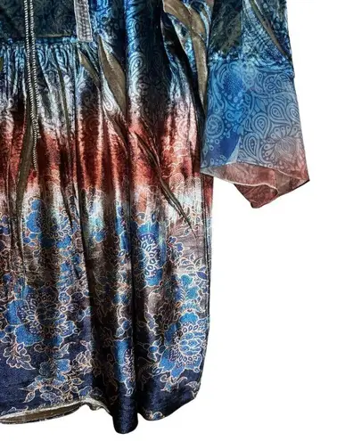 Live and let live One World Top Womens 1X Multicolor Boho Print Stretch Blouse