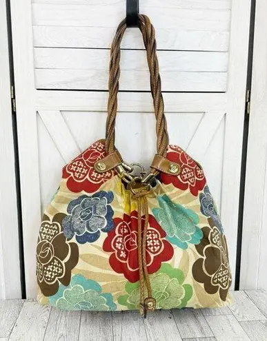 Relic  Floral Canvas Hobo Shoulder Bag Ivory Multi