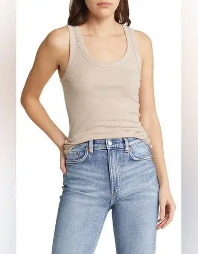 Treasure & Bond Nordstrom Ribbed Racerback Tank in Beige Oatmeal Medium Heather