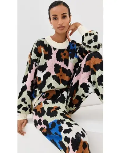 Farm Rio NWT Colorful Leopard Knit Sweater in Animal Print Wool Pullover L - Image 9
