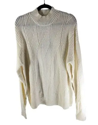 Market & Spruce Stitch Fix Ribbed Knit Cream Ivory Mock Neck Sweater XXL
