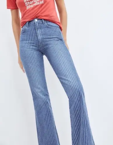 Reformation MacGraw Flare Jeans in Mesa Stripe Raw Hem Size 30