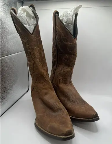 Ladies Rawhide by Abilene Brown Leather Studs Snip Toe Western Boots Size: 9 1/2 Size undefined