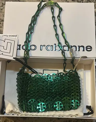 Paco Rabanne 1969 Nano chainmail shoulder bag Dark Green