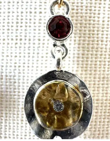 Faux pearl silver gold tone drop earrings