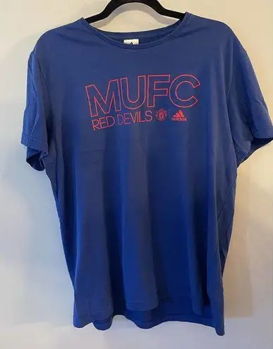 Adidas  Womens Manchester United Red Devils T Shirt Womens XLarge Blue & Red