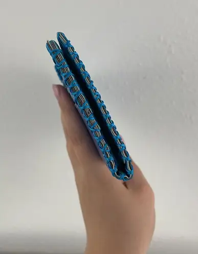 Handmade Boho Blue White Tooled Leather Floral Butterfly Whipstitch Snap Wallet