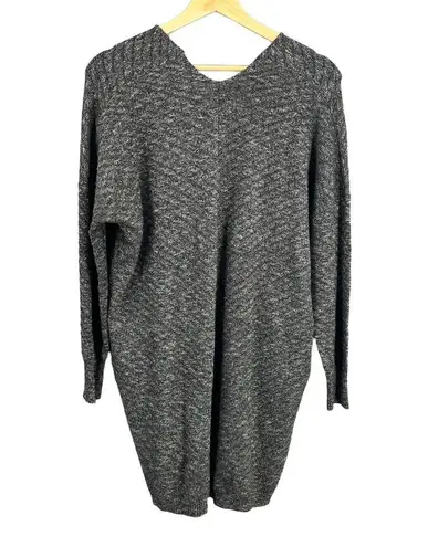 Kerisma Sweater Black Tunic Length Pockets Long Sleeve Marled Knit Loose Fit M/L