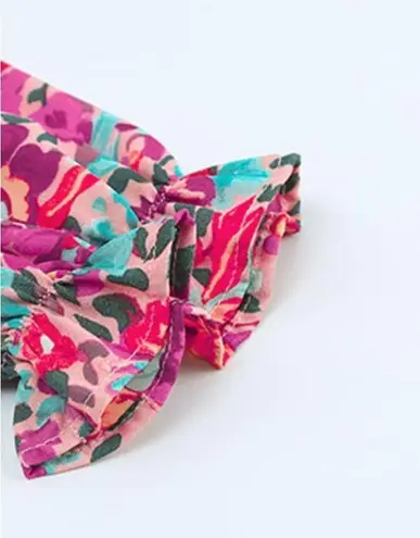 Fuchsia Smocked Puffy Sleeve Floral Drop Waist Dress