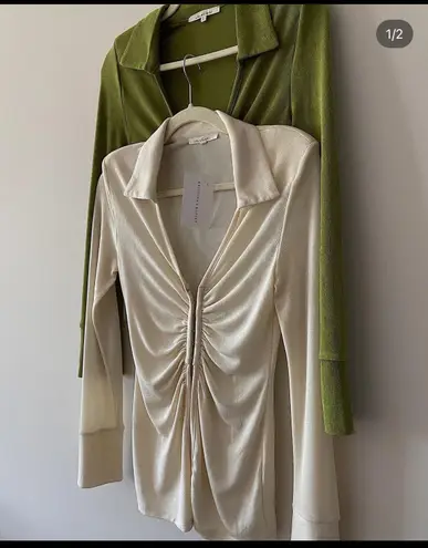 Et Clet Slinky Split Hem Collar Top