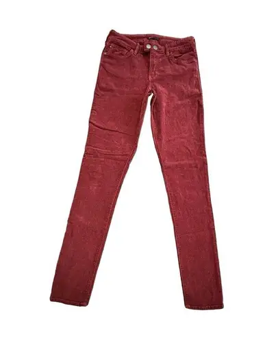 Dear John  Velvet Jeans Women Sz 27 Giselle High Waist Skinny Pants Dark Red #N11