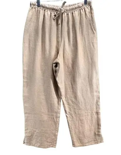 J Jill Pants Womens M Golden Brown Linen Pull On Stretch Lagenlook Soft Girl Size M