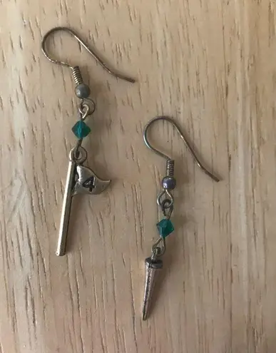 Golf Earrings Tee Flag Green Handmade Vintage