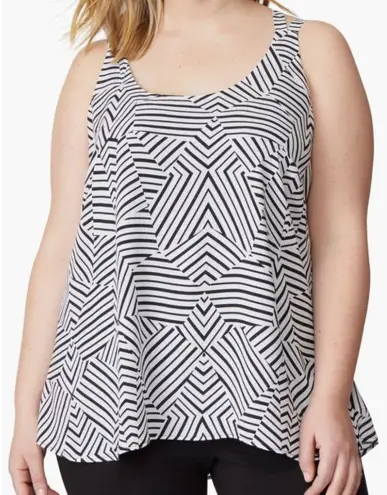NEW NWT REBEL WILSON x ANGELS Plus Size Cross Strap Tank White Black Geo Striped