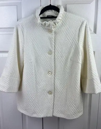 J. McLaughlin  - Ivory Textured Visit Button-Up Jacket Sz S EUC GREAT CONDITION