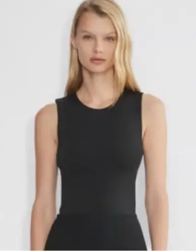 Babaton Aritzia Contour Cropped Muscle Tank Top Black High Neck Sz Medium