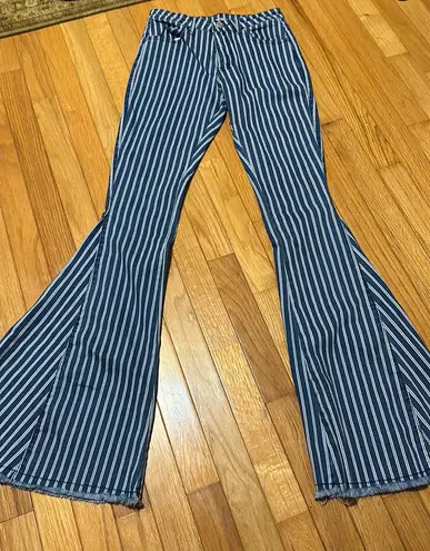 Altar'd State Striped Denim Flare Pants