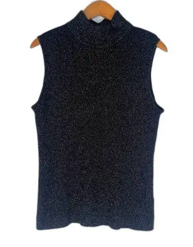 212 Collection Black Metallic Sparkle Sleeveless Sweater Tank Size XL