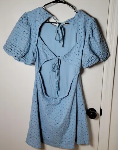 Free People Tie-Back Mini Dress | Eyelet Dress | Spring Dress | Size Large