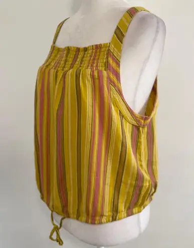 prAna New Smocked Tie Hem Tank Top Little Palm Cami Leapfrog Stripe Size Large