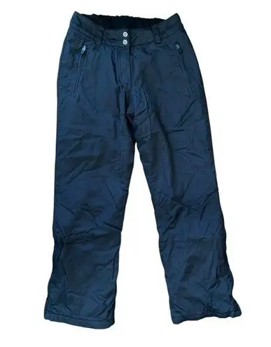 FERA Perfect Fit Black Ski Snow Pants Size 6 Short Velcro Zipped Pockets Fleece