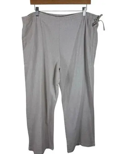 Island to Island Cream Straight Leg High Rise Drawstring Linen Pants Size L Size L