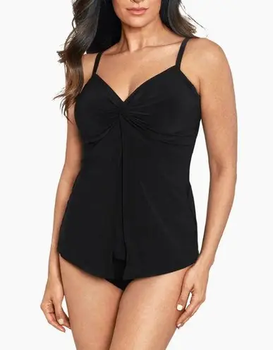 MiracleSuit Dreamsuit by Black Knotted Twist Drape Tankini Swim Top Sz 12