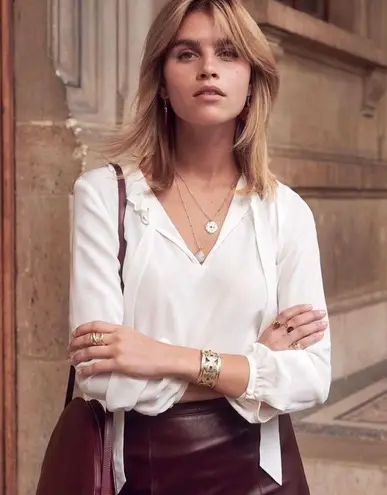 Sézane Sezane Mathilda Blouse in Ecru White Size 34