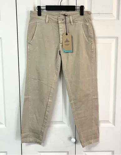 prAna Prebble Gray Tan Janessa Organic Essential Crop Fit Outdoor Pants Size 4