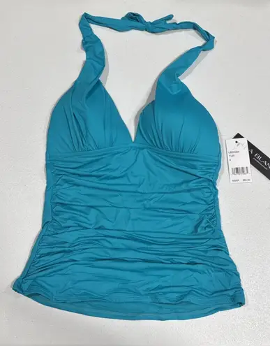 La Blanca Island Goddess Halter Tankini Padded Bra Swim Top Turquoise US 4 Beach