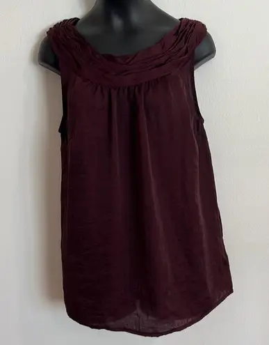 Loft  Deep Purple Shell with Gathered Neckline