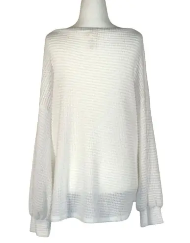 BIBI Size Small Womens Cream Waffle Knit Sweater Cozy Poly