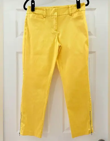 New York & Co 7th Avenue Suiting Collection Flat Front Zip Ankle Pants Yellow 4