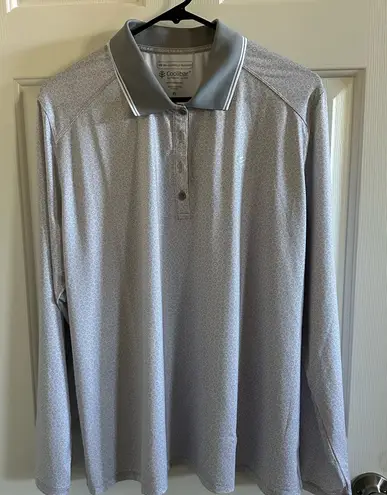 Coolibar Silver UPF 50+ Long Sleeve Polo Golf Shirt EUC Women’s XL Gray