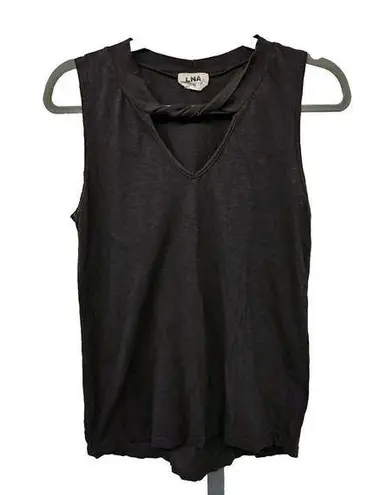 LNA  Revolve Twist Neck Cut Out Tank Top Womens Size XS Jersey Washed Black