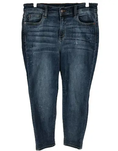 Judy Blue Bleach Splash Boyfriend Fit Jeans High Rise Denim Cuffed Blue 11/30
