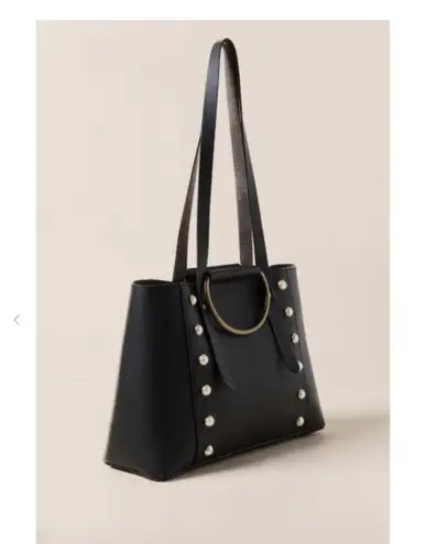 Vegan Leather Pearl Jillian Mini Tote Bag Black