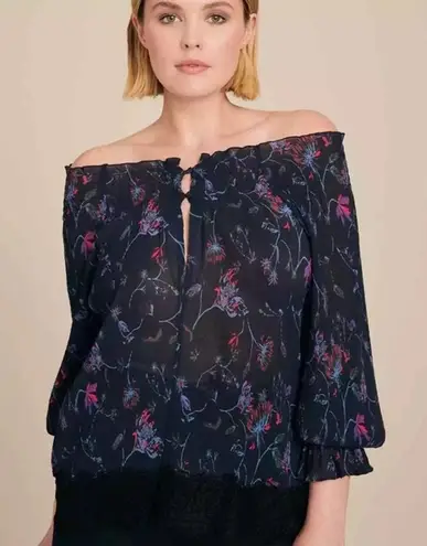 Tanya Taylor Navy Vynes Nissa Floral Lace Off The Shoulder Too Size 18