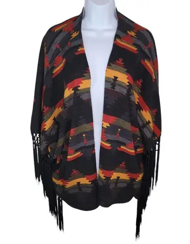 Wrangler Southwest Print Fringe Open Front Cardigan Size Medium