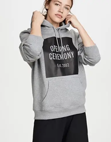 Opening Ceremony Grey Torch Unisex Box Logo Hoodie Pullover Sweatshirt Size XS