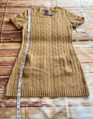 I Heart Ronson Women’s Short Sleeve Crew Neck Knit Polo Sweater Camel Dress Sz L