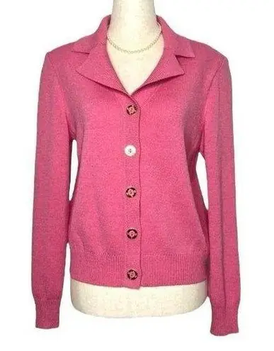 St. John Sport Hot Pink Barbiecore Santana Knit Blazer Cardigan Wool Blend