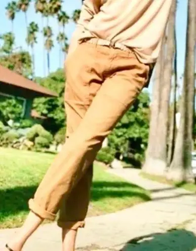 SUNDANCE Women’s Utility Cargo Ankle Cropped Camel Cotton Pants w/ Belt Sz 12 Tan