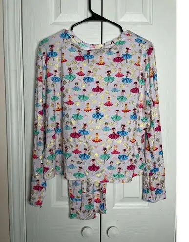 NEW Posh Peanut Adalyn 2 Piece Pajamas Womens Large Ballerina Snowflake Pink