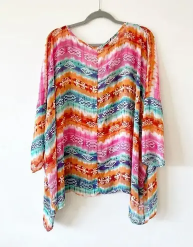 Yetts Colorful Lightweight Coverup Beach Top Pool Lounge Summer Size Small Orange