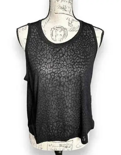 Zobha New Women's Black Burnout Animal Print Crop Tank Top XL Style #ZLT3713T
